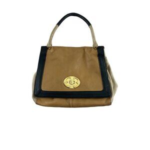 Emma Fox Women's Beige/ Brown Leather Hand Bag